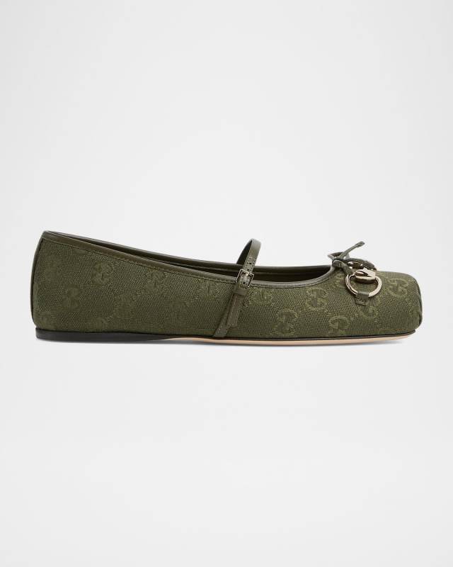 Canvas GG Horsebit Ballerina Flats
